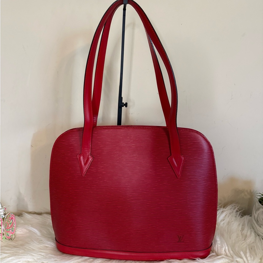 Louis Vuitton Red epi Lussac Shoulder Bag
